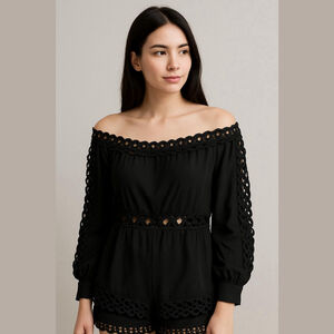 Chicme Gray and Red Embellished Ruffled Romper